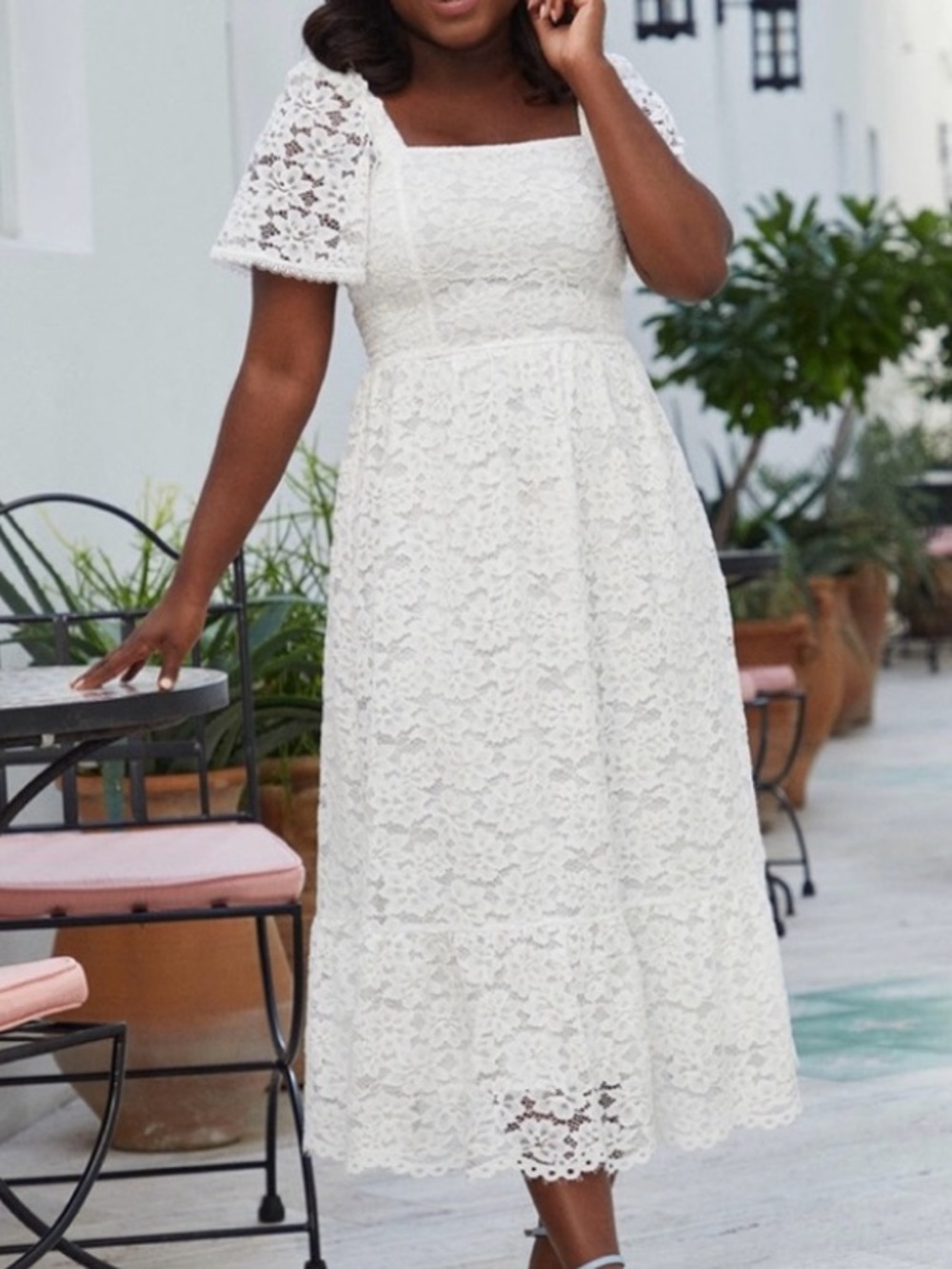 Draper James Carrie White Eyelet Lace Midi Dress Size 3X
